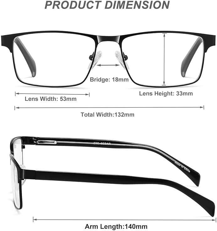 EYECEDAR 4-Pack Reading Glasses for Men Black Frame Adjustable Metal Spring Hinges Eyeglasses Readers for Men 1.50 - Image 5