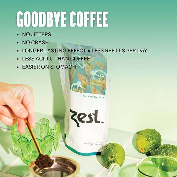 Zest High Caffeine Black Tea Bags – Earl Grey Energy Tea with Natural Bergamot – 150mg Caffeine per Cup – Focus & Morning Breakfast Tea for Energy – Caffeinated Coffee Substitute – 20Ct Pack - Image 2