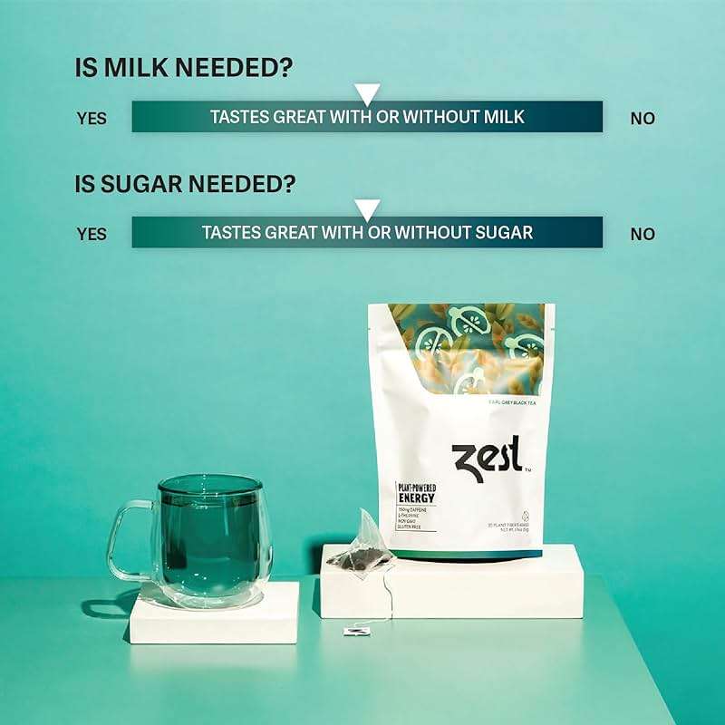 Zest High Caffeine Black Tea Bags – Earl Grey Energy Tea with Natural Bergamot – 150mg Caffeine per Cup – Focus & Morning Breakfast Tea for Energy – Caffeinated Coffee Substitute – 20Ct Pack - Image 6