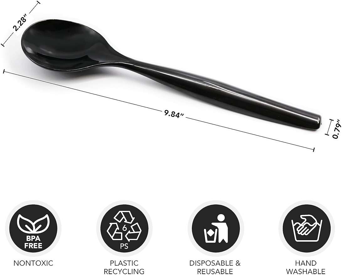 Party Essentials N464004 Heavy Duty Serving Spoons, 10", Black (Pack of 108) - Image 2
