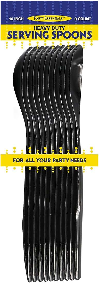 Party Essentials N464004 Heavy Duty Serving Spoons, 10", Black (Pack of 108) - Image 4