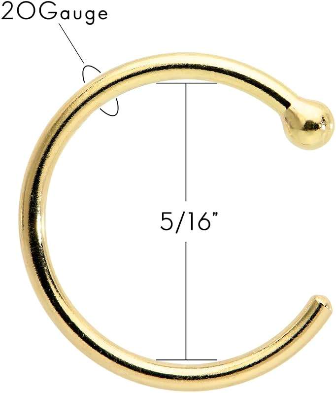 Body Candy Solid 18k Gold Nose Hoop Nose Ring, Real Gold Hypoallergenic Nose Piercing Jewelry - Handmade in USA by Master Jeweler, 20 Gauge 5/16" - Image 8