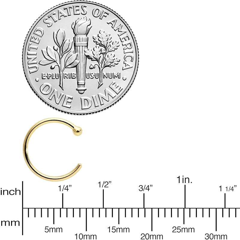 Body Candy Solid 18k Gold Nose Hoop Nose Ring, Real Gold Hypoallergenic Nose Piercing Jewelry - Handmade in USA by Master Jeweler, 20 Gauge 5/16" - Image 9