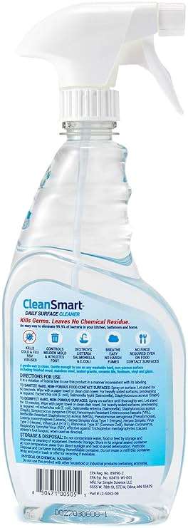CleanSmart Daily Surface Cleaner and Pet-Safe Disinfectant, Kills 99.9% of Viruses, Bacteria, 23 ounce Bottle (Pack of 2) - Image 9