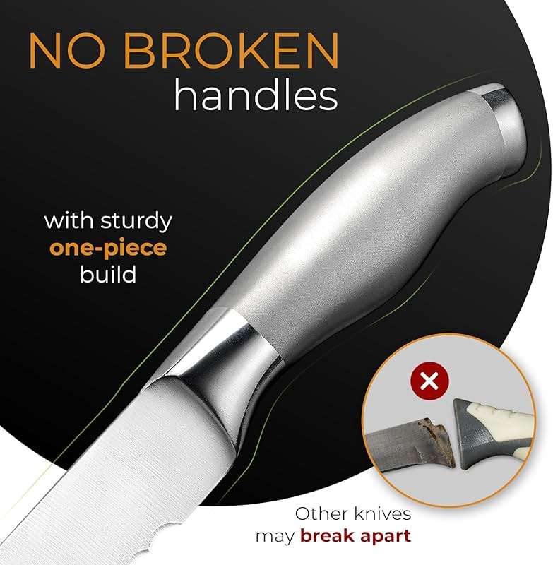 Orblue Serrated Bread Knife with Upgraded Stainless Steel Razor Sharp Wavy Edge - Bread Cutter Ideal for Slicing Homemade Bagels, Cake (8-Inch Blade with 5-Inch Handle) - Image 4