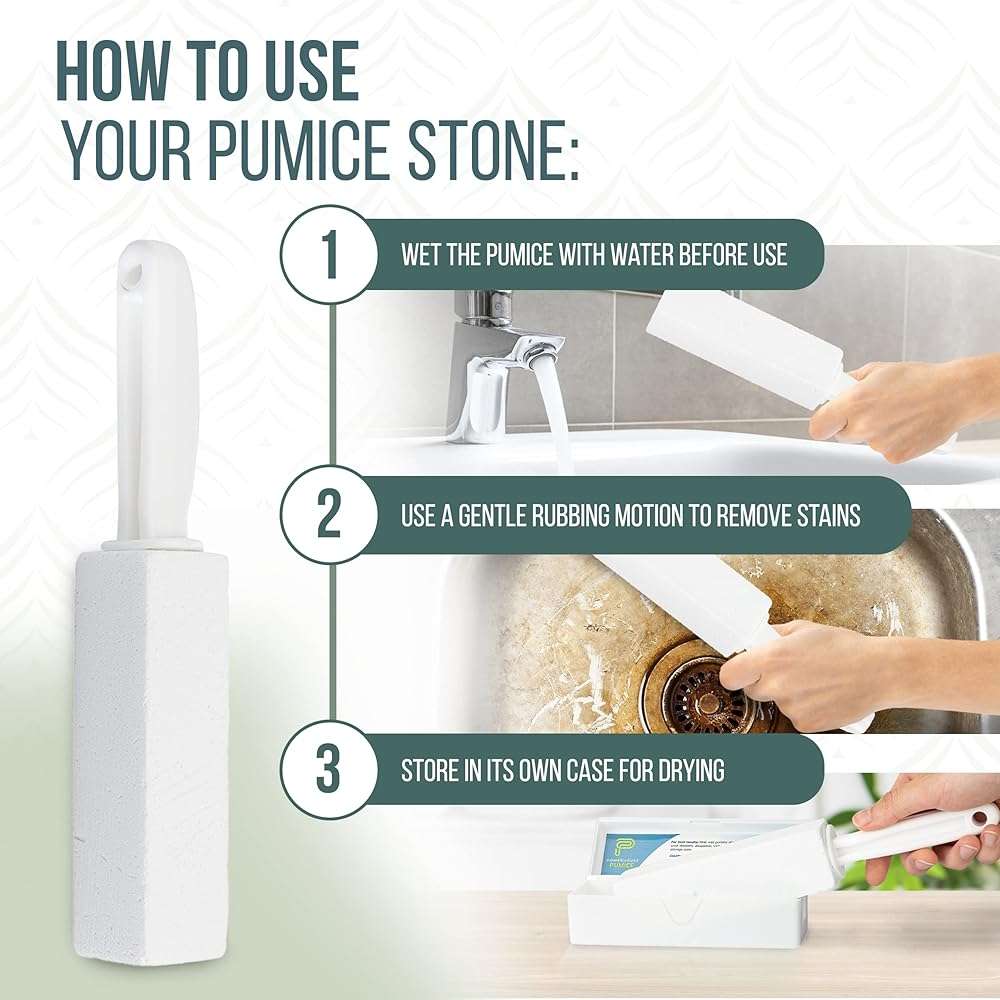 Powerstone Pumice Stone Toilet Bowl Cleaner with Handle (2-pack) - A Solution for Hard Water Stains on Toilets, Grills, Tiles, Grout & Pools - Image 4