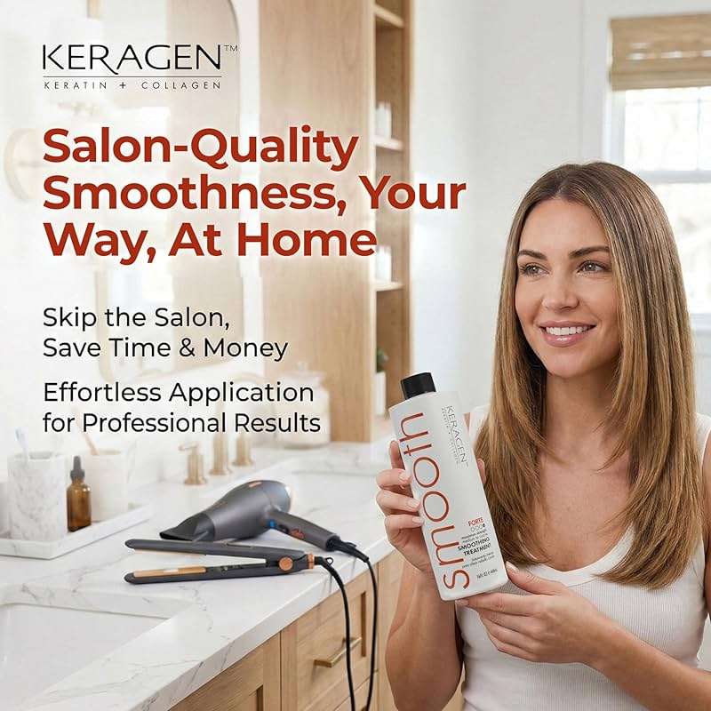 KERAGEN - Brazilian Smoothing Keratin Hair Treatment, Blowout Straightening System for Dry and Damaged Hair - Forte, Sulfate Free - Eliminates Curls and Frizz, Medium to Coarse Hair (16 Oz) - Image 4