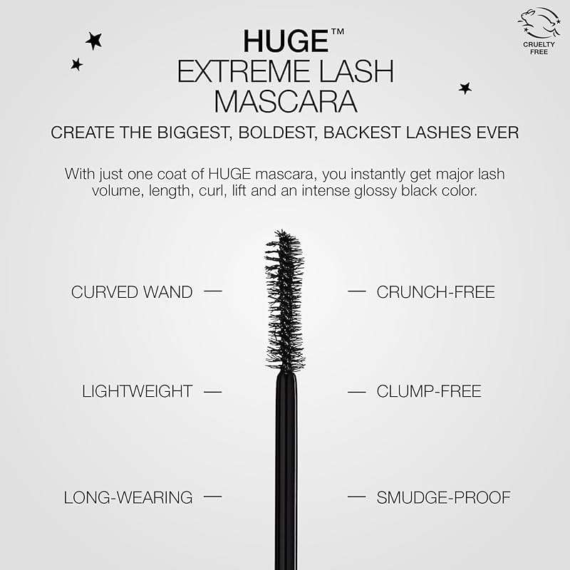 stila HUGE Extreme Lash Mascara, Intense Black | Volume, Full Length, Curl, Lift, No Clump, Crunch or Smudge | Lightweight, Long-Lasting Buildable Eye Makeup Formula | 0.44 Fl. Oz. - Image 3