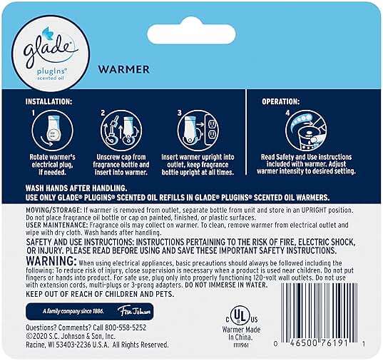 Glade PlugIns Air Freshener Warmer, Scented and Essential Oils for Home and Bathroom, Up to 70 Days on Low Setting, 2 Count - Image 2