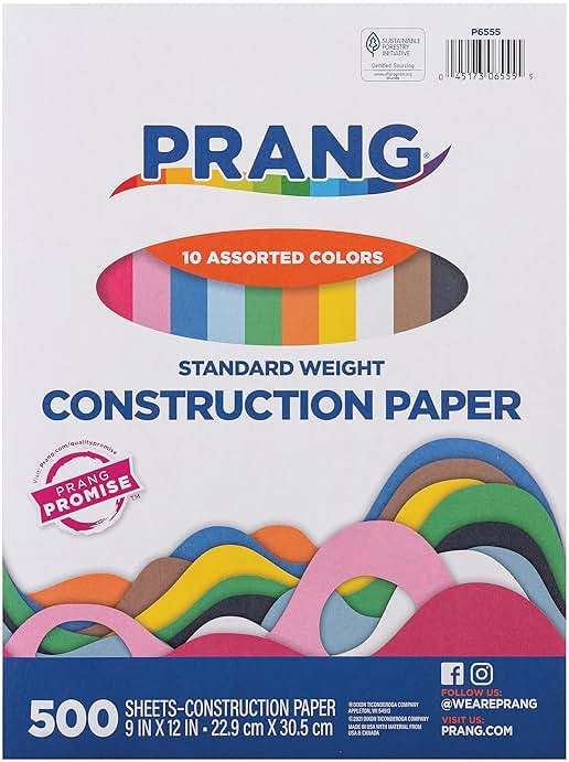 Prang (Formerly Art Street) Construction Paper, 10 Assorted Colors, Standard Weight, 9" x 12", 500 Sheets - Image 1