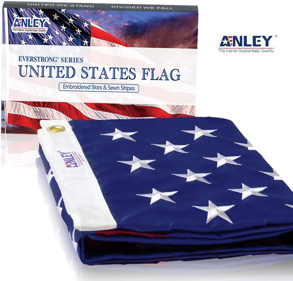 ANLEY EverStrong Series American US Flag 5x8 Foot Heavy Duty - Embroidered Stars and Sewn Stripes - 4 Rows of Lock Stitching - US National Banner Flags with Brass Grommets 5 X 8 Ft - Image 2