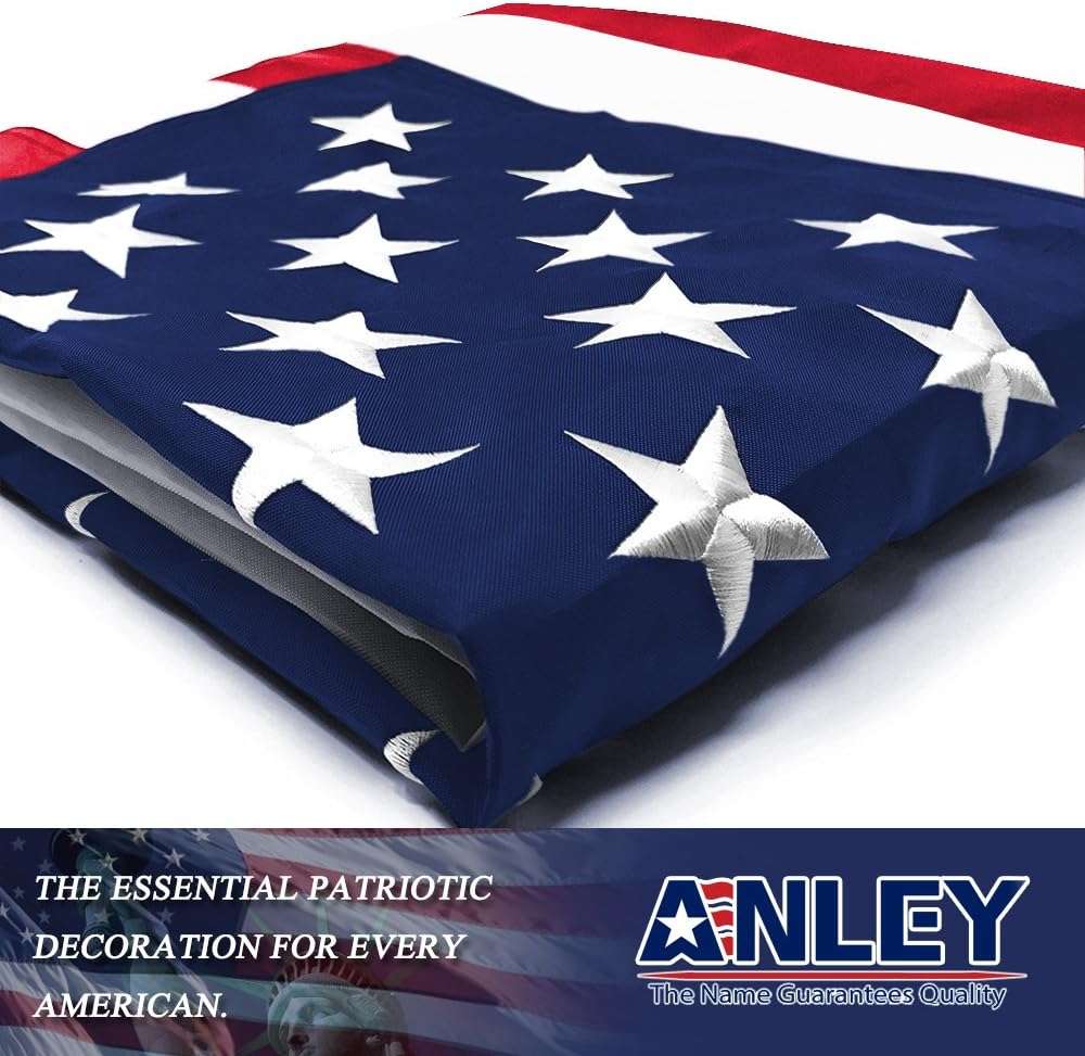 ANLEY EverStrong Series American US Flag 5x8 Foot Heavy Duty - Embroidered Stars and Sewn Stripes - 4 Rows of Lock Stitching - US National Banner Flags with Brass Grommets 5 X 8 Ft - Image 4