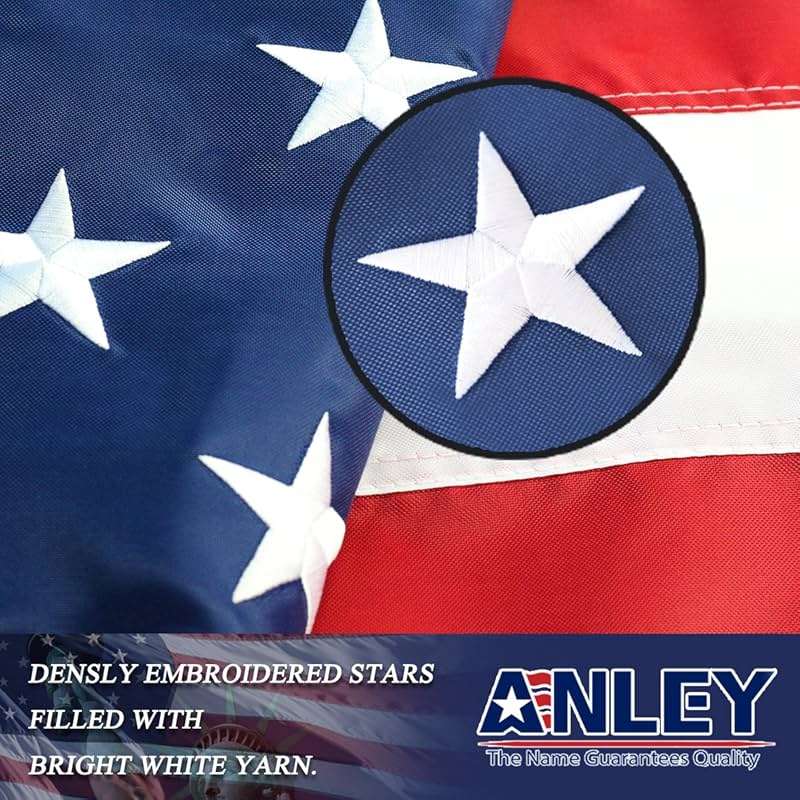 ANLEY EverStrong Series American US Flag 5x8 Foot Heavy Duty - Embroidered Stars and Sewn Stripes - 4 Rows of Lock Stitching - US National Banner Flags with Brass Grommets 5 X 8 Ft - Image 5