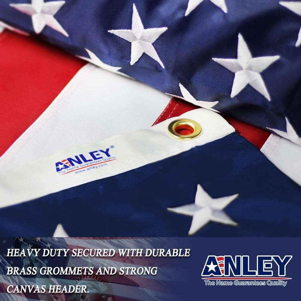 ANLEY EverStrong Series American US Flag 5x8 Foot Heavy Duty - Embroidered Stars and Sewn Stripes - 4 Rows of Lock Stitching - US National Banner Flags with Brass Grommets 5 X 8 Ft - Image 6