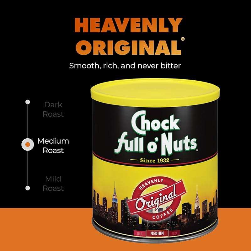Chock Full o’Nuts Original Roast, Medium Roast Ground Coffee – Gourmet Coffee Beans – Smooth, Full-Bodied and Rich Coffee (30.5 Oz. Can) - Image 3