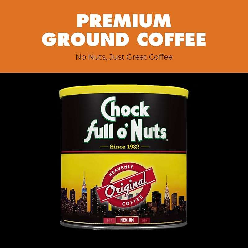 Chock Full o’Nuts Original Roast, Medium Roast Ground Coffee – Gourmet Coffee Beans – Smooth, Full-Bodied and Rich Coffee (30.5 Oz. Can) - Image 4