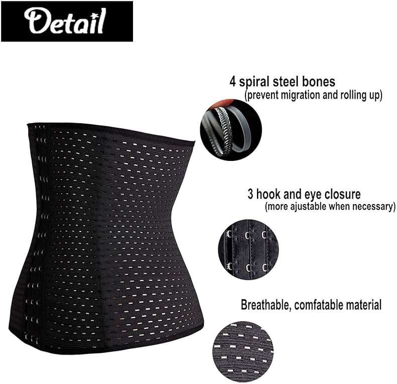 Waist Trainer Corset for Weight Loss Sport Workout Body Shaper Tummy Fat Burner, Black, Medium (Waist 26.7-29inch) - Image 3