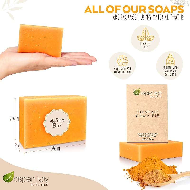 Turmeric Soap Bar for Face & Body – Handmade with Organic Shea Butter, Chamomile, Calendula – Gentle, Non-Drying Natural Face Wash for Sensitive Skin, All Skin Types, Made in USA 4.5 oz - Image 5