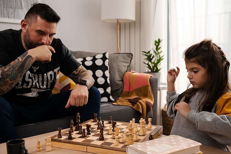 Chess Armory Wooden Chess Set 15 Inch - Classic Handcrafted Game Board for Adults with Extra Queen Pieces and Storage Box - Ideal for Home and Travel - Non-Magnetic - Image 2