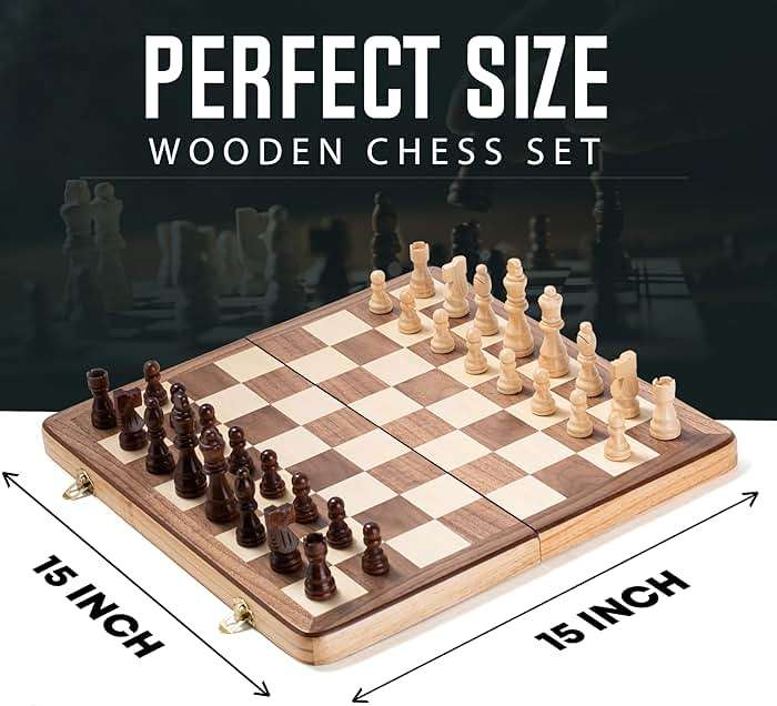 Chess Armory Wooden Chess Set 15 Inch - Classic Handcrafted Game Board for Adults with Extra Queen Pieces and Storage Box - Ideal for Home and Travel - Non-Magnetic - Image 3