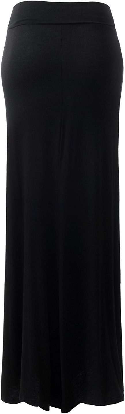 URBAN K Womens Basic Foldable High Waist Regular and Plus Size Maxi Skirts - Image 3