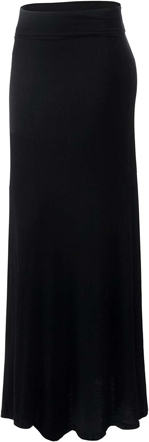 URBAN K Womens Basic Foldable High Waist Regular and Plus Size Maxi Skirts - Image 4