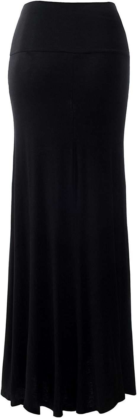 URBAN K Womens Basic Foldable High Waist Regular and Plus Size Maxi Skirts - Image 5