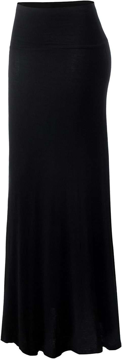 URBAN K Womens Basic Foldable High Waist Regular and Plus Size Maxi Skirts - Image 6