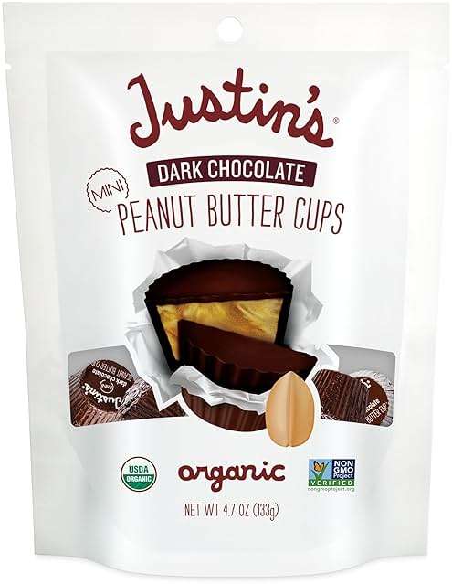 Justin's, Peanut Butter Cups Dark Chocolate Mini Organic, 4.7 Ounce - Image 1