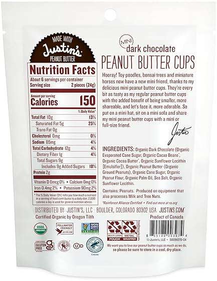 Justin's, Peanut Butter Cups Dark Chocolate Mini Organic, 4.7 Ounce - Image 2