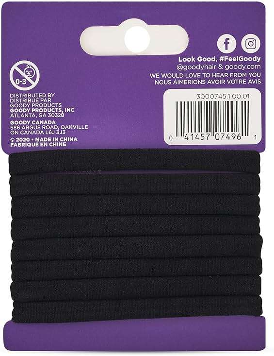 Goody Ouchless Seamless Hair Elastics, 8 Ct, Black, Damage-Free Gentle Hold Elastic Ties, No Snag or Pull, For All Occasions, Chic Styling Accessories for Women & Men, All Hair Types - Image 3