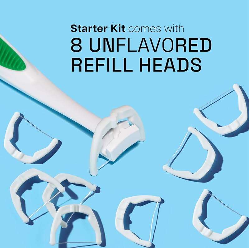 REACH Ultraclean Access Flosser Starter Kit, Unflavored, Plaque Remover for Teeth, for Hard to Reach Areas, Oral Care, PFAS Free, 1 Replaceable Flosser & 8 Refill Heads, 1 Pack - Image 3