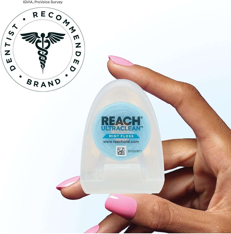 REACH Ultraclean Dental Floss, Mint, Plaque Remover for Teeth, Shred Resistant, Waxed, Easy on Gums & Teeth, Mint, Oral Care, PFAS Free, for Adults & Kids, 1 Pack, 30 yd - Image 6