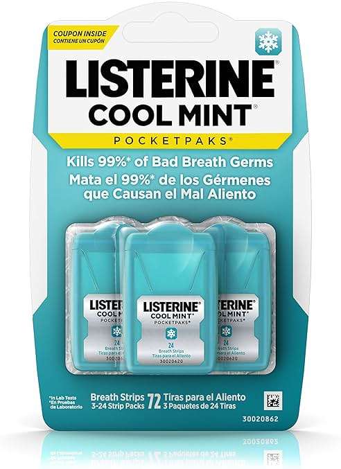 Listerine Pocketpaks Breath Strips, Cool Mint, 72 Count (Pack of 1) - Image 1