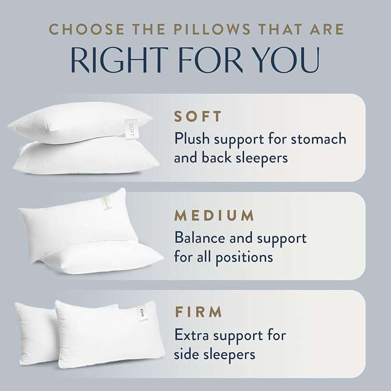 Digital Decor 100% Cotton Luxury Hotel Pillows Standard Size Set of 2, Cooling Down Alternative Bed Pillows for Sleeping, Hypoallergenic Soft Pillows for Side & Back Sleepers, Made in USA, 26" x 20" - Image 3