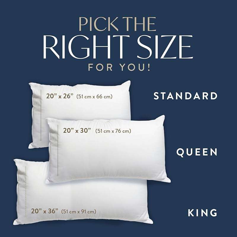 Digital Decor 100% Cotton Luxury Hotel Pillows Standard Size Set of 2, Cooling Down Alternative Bed Pillows for Sleeping, Hypoallergenic Soft Pillows for Side & Back Sleepers, Made in USA, 26" x 20" - Image 5