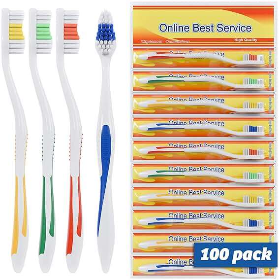 Online Best Service 100 Pack Toothbrush Standard Classic Medium Soft Toothbrush Bulk Individually Wrapped - Image 2