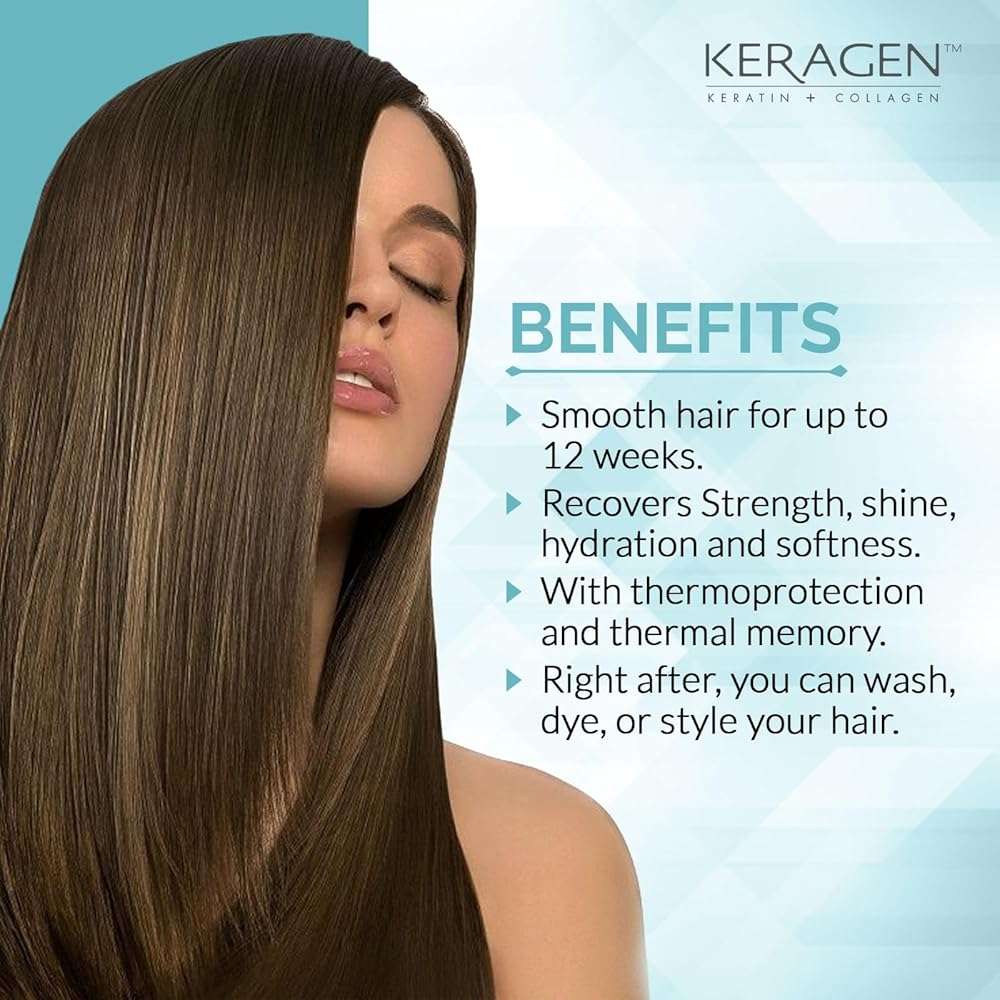Keragen Brazilian Keratin Smoothing Treatment | Formaldehyde-Free Blowout for Frizzy, Dry, or Damaged Hair | Smooth, Silky Results | Fine to Medium Hair | 16 Oz - Image 8