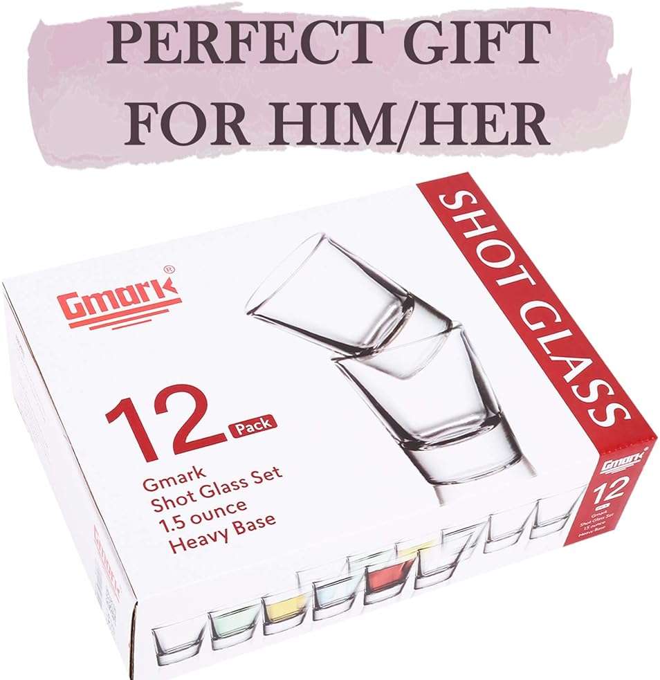 Gmark 1.5-Ounce Heavy Base Shot Glass Set, Whiskey Shot Glass 12-Pack GM2011 - Image 4