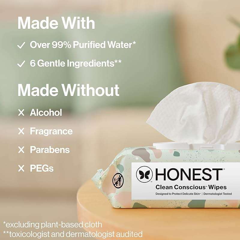 The Honest Company Hypoallergenic Multi-Use Baby Wipes for Sensitive Skin, Geo Mood, 288 Count - Image 8