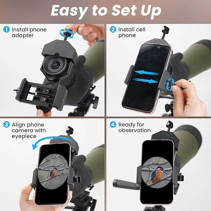 GOSKY Smartphone Adapter Mount Regular Size - Compatible with Binoculars, Monoculars, Spotting Scopes, Telescope, Microscopes Fits almost all Smartphones on the Market Record Nature and The World - Image 4