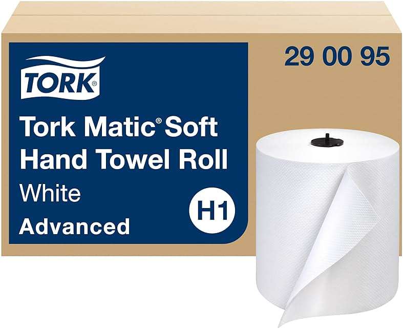 Tork Matic Soft Hand Towel Roll White H1, Advanced, High Absorbency, 6 Rolls x 900 ft, 290095 - Image 1