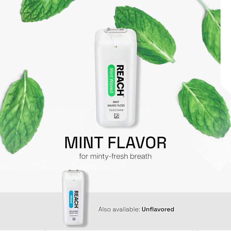 REACH Waxed Dental Floss, Mint, Plaque Remover for Teeth, Shred Resistant, Floss Slides Smoothly, Easy to Use, Waxed, Deep Cleaning Teeth, Oral Care, PFAS Free, for Adults & Kids, 1 Pack, 200 yd - Image 6