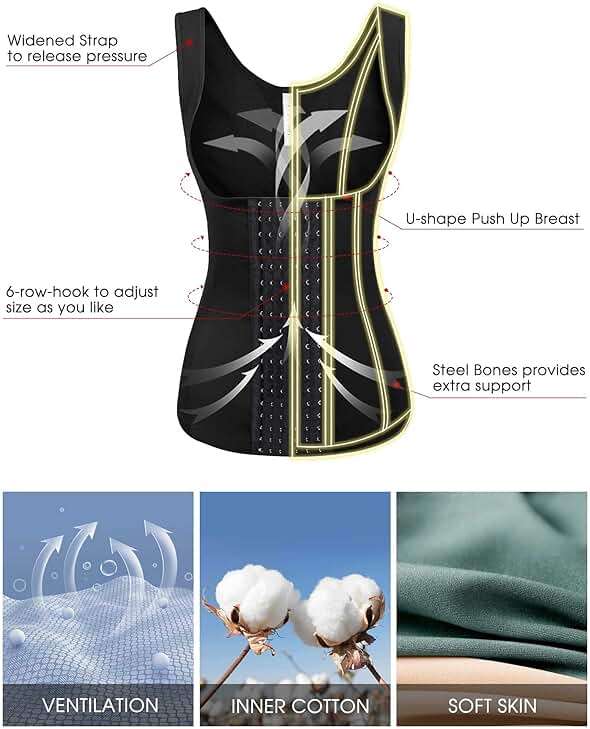 Ekouaer Women's Underbust Corset Waist Trainer Cincher Steel Boned Body Shaper Tummy Fat Burner S-4XL - Image 2