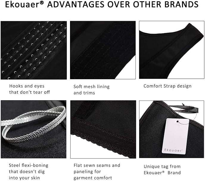 Ekouaer Women's Underbust Corset Waist Trainer Cincher Steel Boned Body Shaper Tummy Fat Burner S-4XL - Image 6