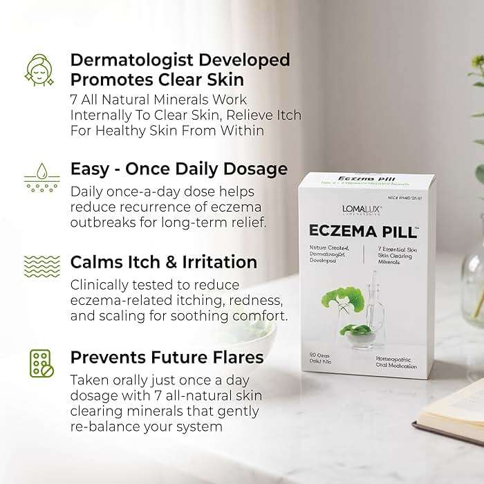 Loma Lux Eczema Pills – Natural Eczema Treatment Relief Remedy – Dermatologist Developed – 7 Minerals Clear & Prevent Severe Eczema Scaling, Rash, Anti Itch Skin Body Face for Adults, Kids, Toddlers - Image 5