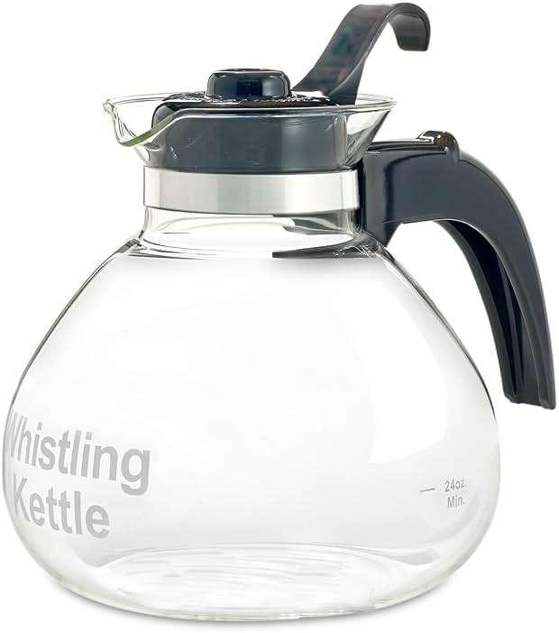 Borosilicate Glass Stove Top Whistling Tea Kettle - 12 Cup/48oz Capacity - BPA-Free - German Made Glass Kettle for Gas, Electric, and Glass Ranges - Image 1