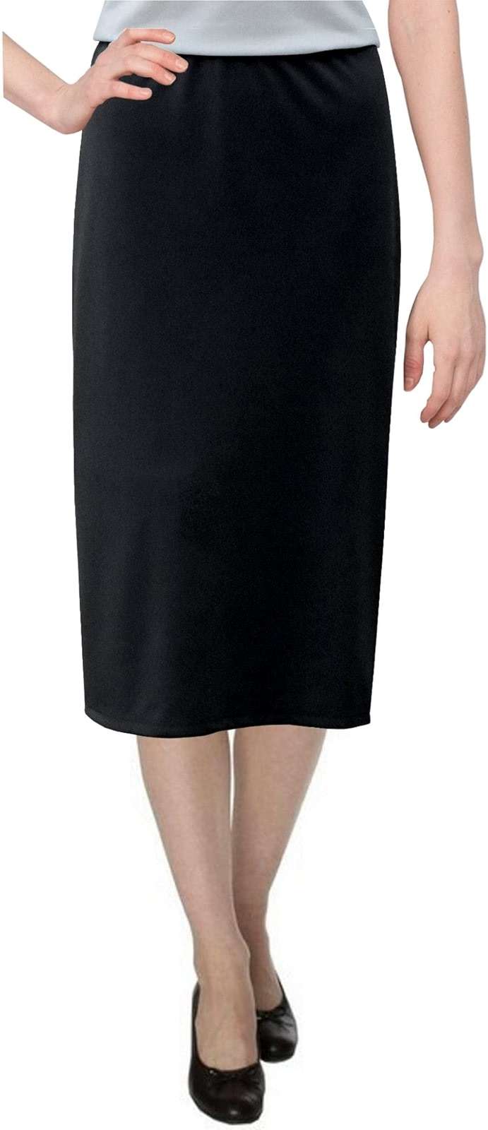 Baby'O Women's Basic Modest 26" Below The Knee Length Stretch Knit Straight Skirt - Image 1