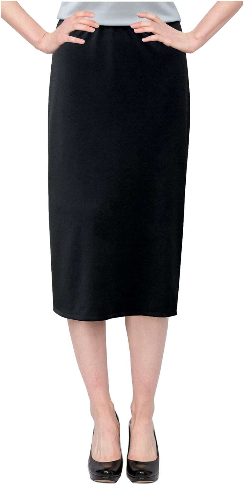 Baby'O Women's Basic Modest 26" Below The Knee Length Stretch Knit Straight Skirt - Image 2