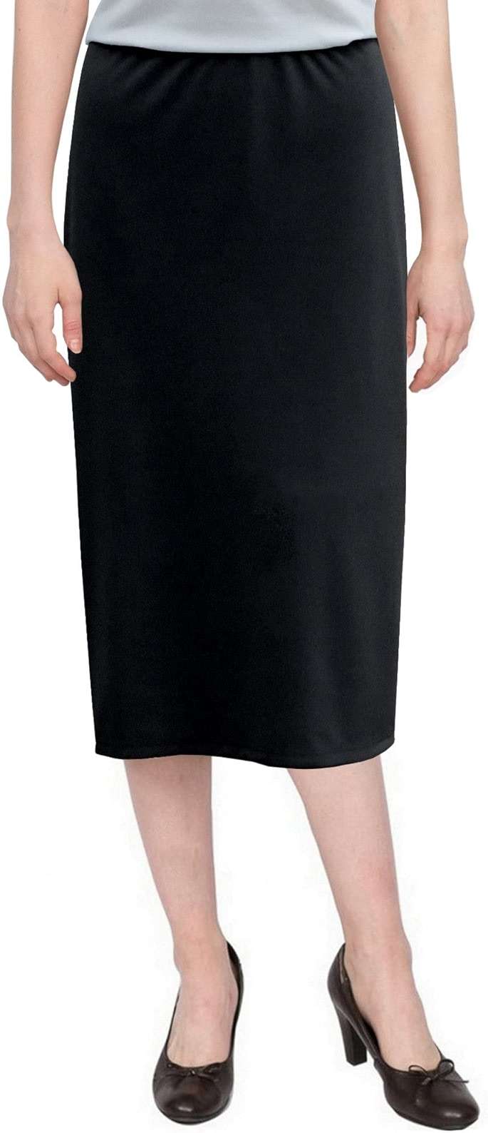 Baby'O Women's Basic Modest 26" Below The Knee Length Stretch Knit Straight Skirt - Image 3